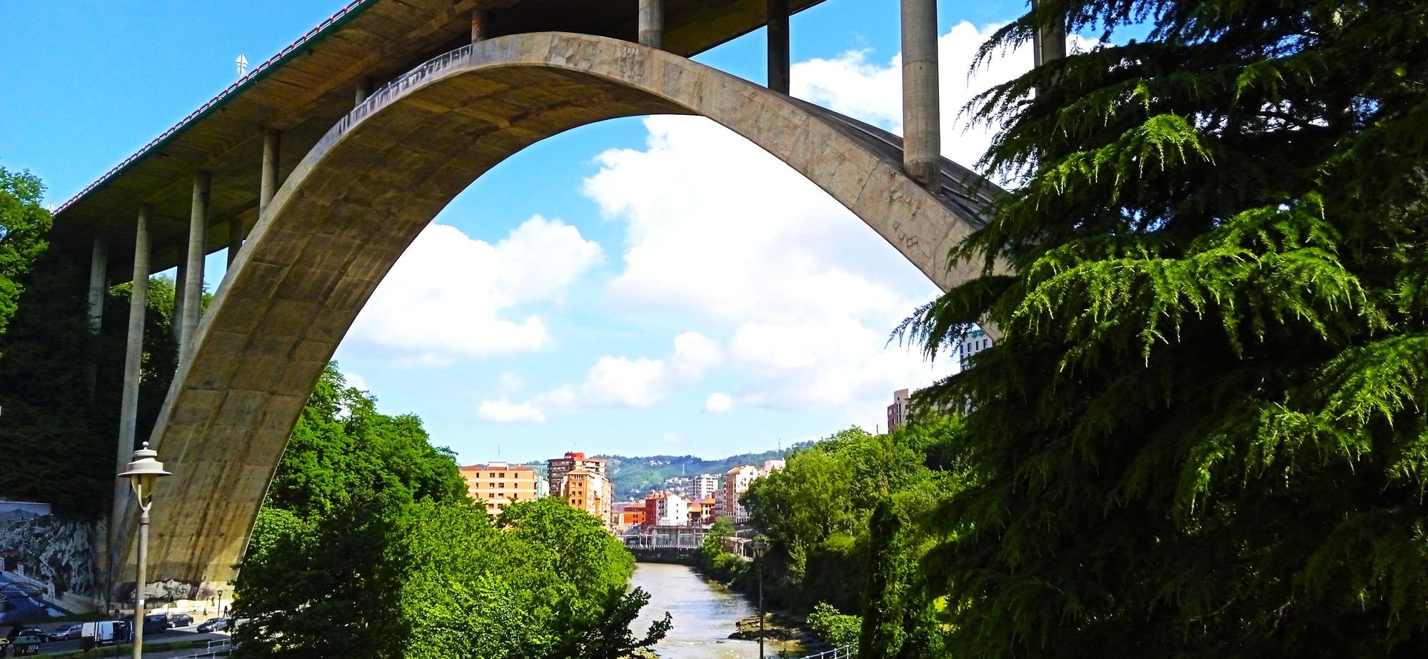 Puente sobre el paseo y la arboleda.