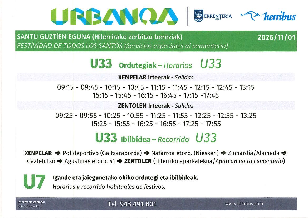 Horario especial de los autobuses.