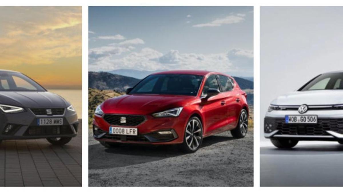 Un Seat Ibiza, un Seat León y un Volkswagen Golf