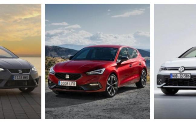 Un Seat Ibiza, un Seat León y un Volkswagen Golf
