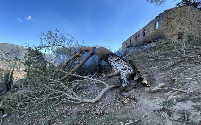 Uno de los caseríos calcinados en el entorno. Uno de los caseríos calcinados en el entorno.