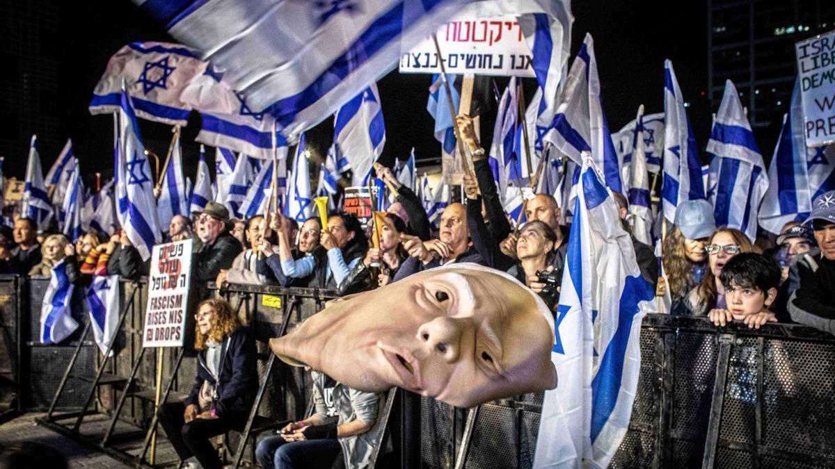 Manifestación contra el primer ministro isarelí, Benjamin Netanyahu.