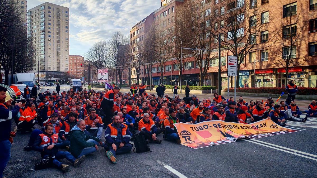 Movilización de los trabajadores de Tubos Reunidos de Bilbao