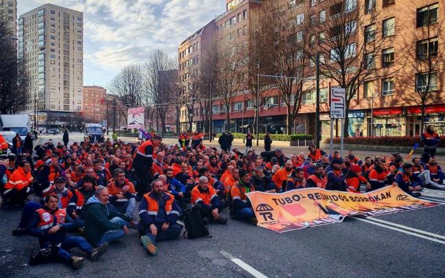 Movilización de los trabajadores de Tubos Reunidos de Bilbao