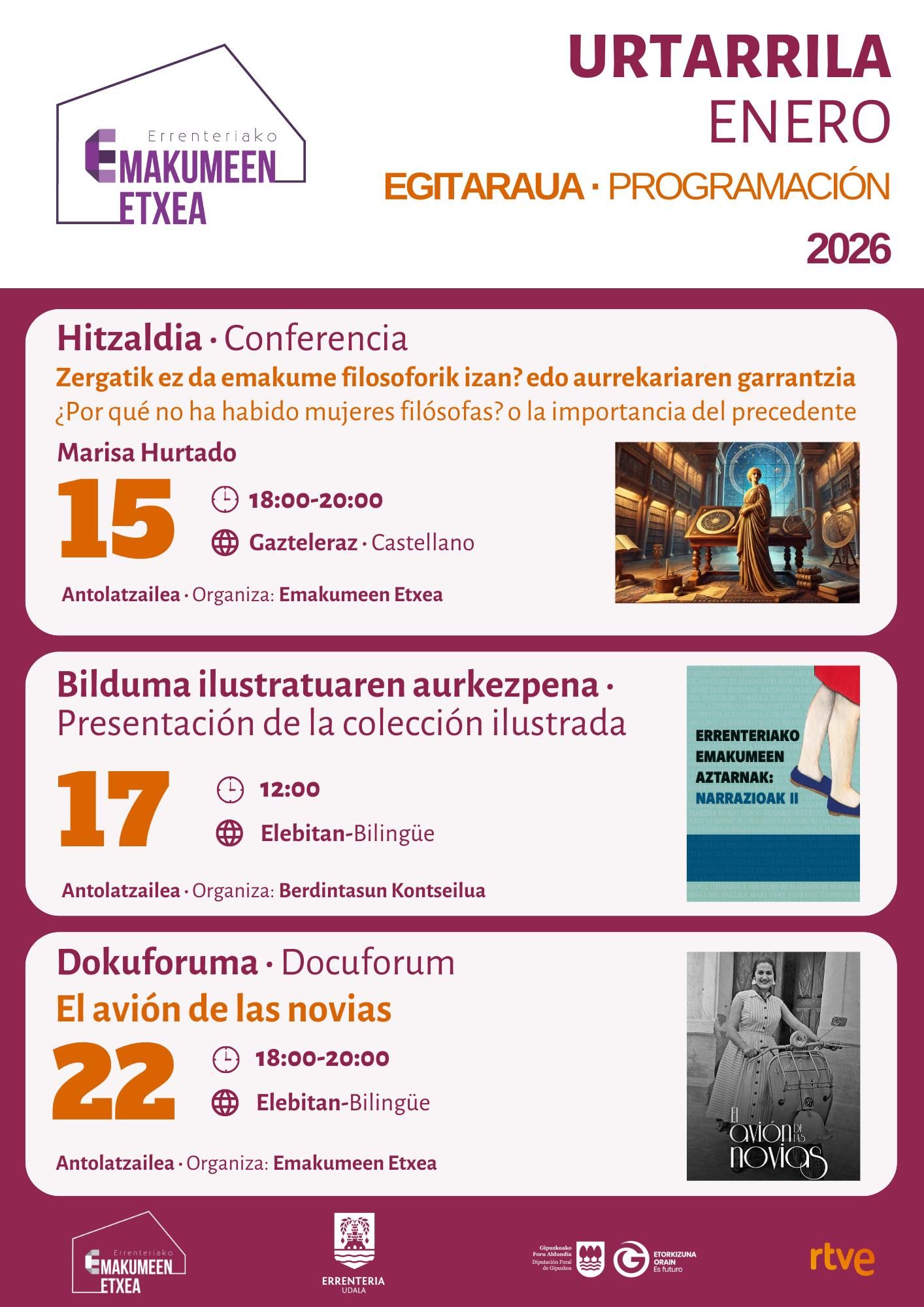 Cartel con la programación de enero.