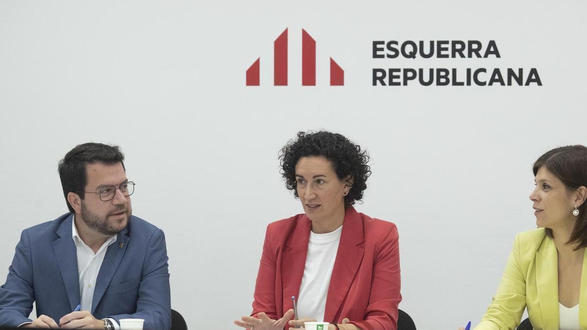 Marta Rovira preside la reunión de la comisión permanente de ERC.