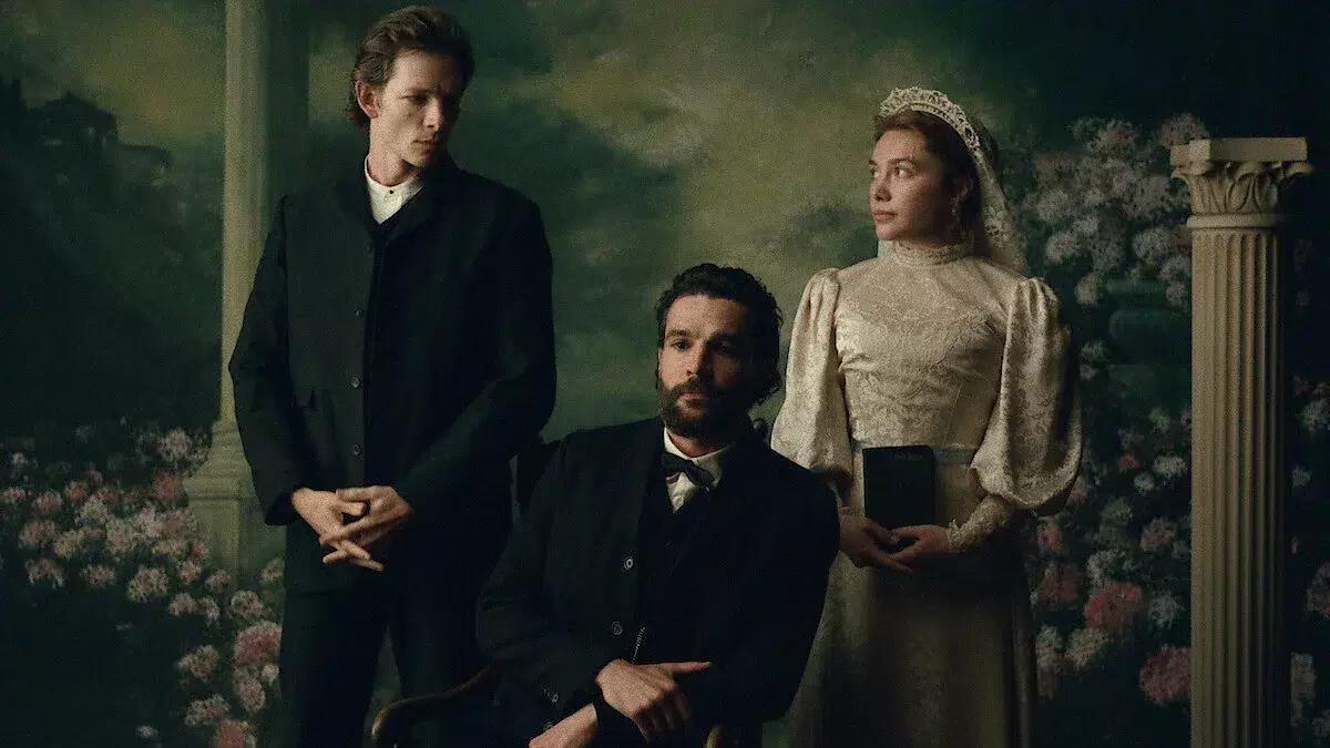 Mike Faist, Christopher Abbott y Florence Pugh, en una imagen promocional de ‘Al este del Edén’.