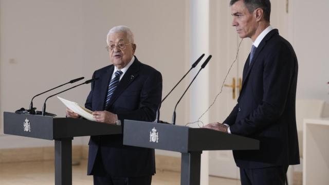 Comparecencia de Sánchez y Abás en Moncloa.