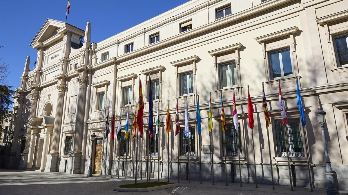 La fachada del Palacio del Senado, en Madrid.