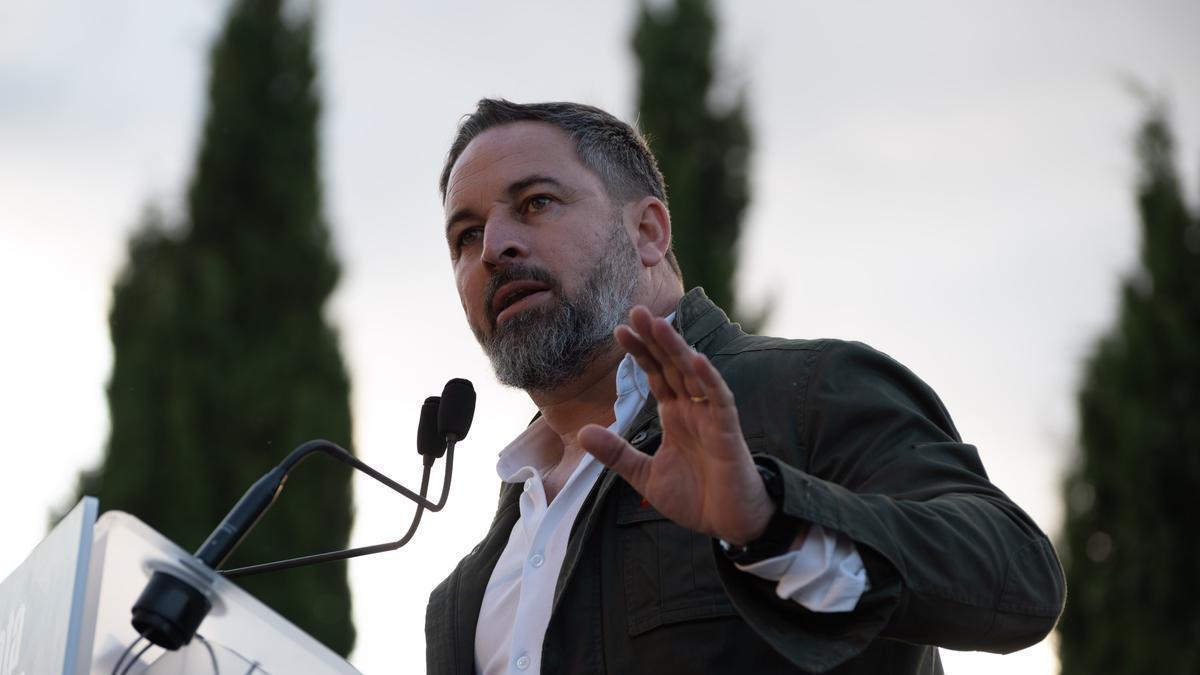 Santiago Abascal durante un acto electoral.