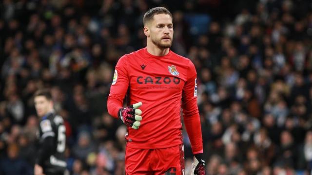 Álex Remiro, en un partido de la Real. REAL SOCIEDAD