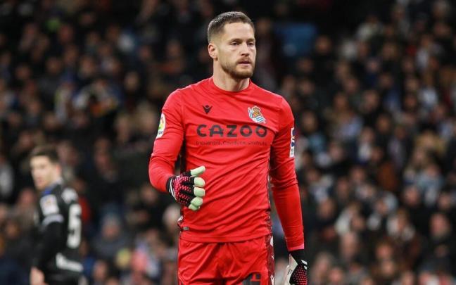 Álex Remiro, en un partido de la Real. REAL SOCIEDAD
