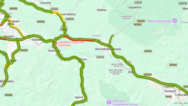 Imagen de las retenciones en la AP-8. BIZKAIMOVE
