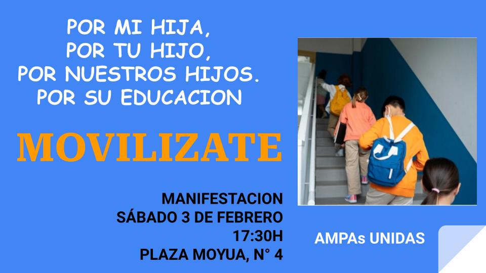 Cartel de la manifestación de AMPAs UNIDAS. ONDA VASCA