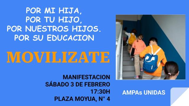 Cartel de la manifestación de AMPAs UNIDAS. ONDA VASCA