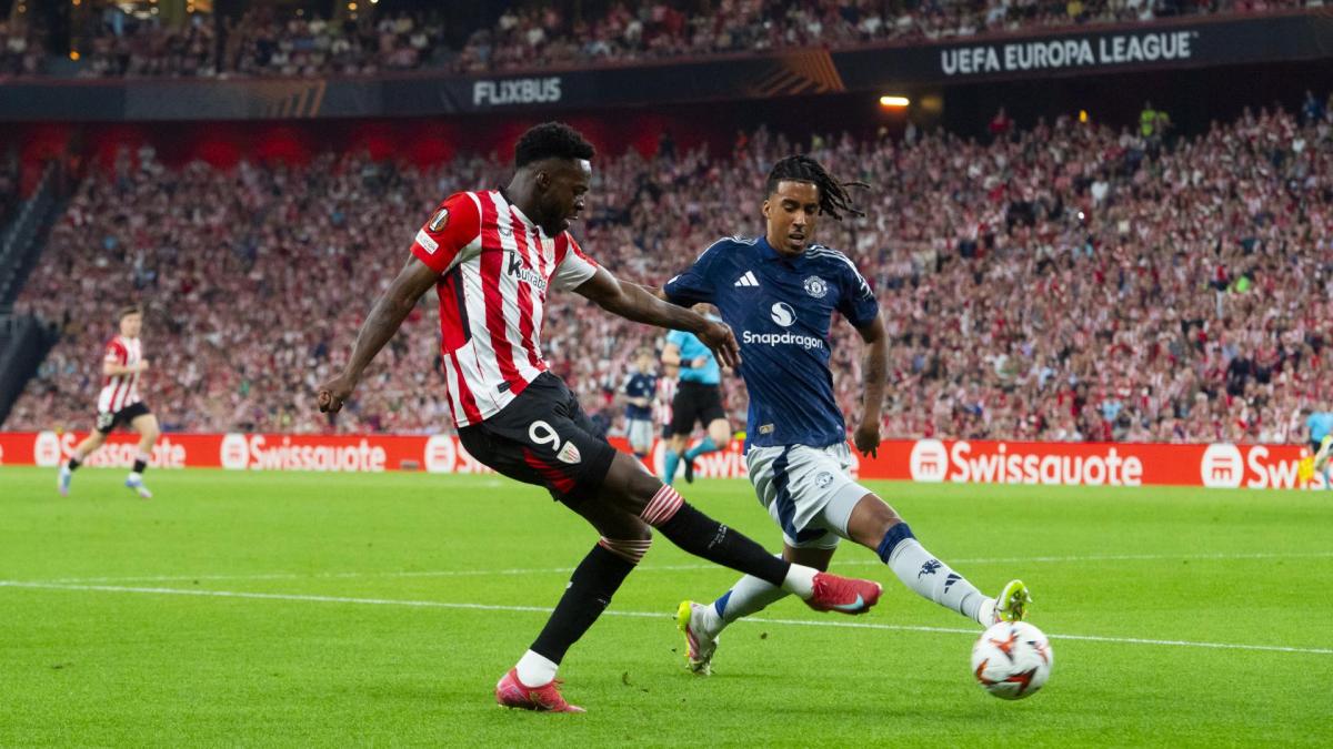 Iñaki Williams en una acción frente al Manchester United. Foto: ATHLETIC CLUB