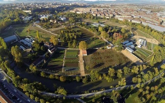 Vista aérea de las huertas del parque de Aranzadi. Redaccion DNN