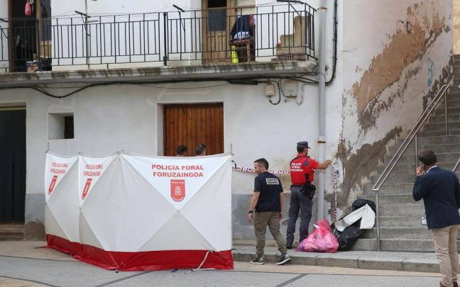 Efectivos de Policía Foral, en la escena del crimen. Patxi Cascante
