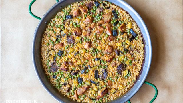 Arroz con pollo y calabacín