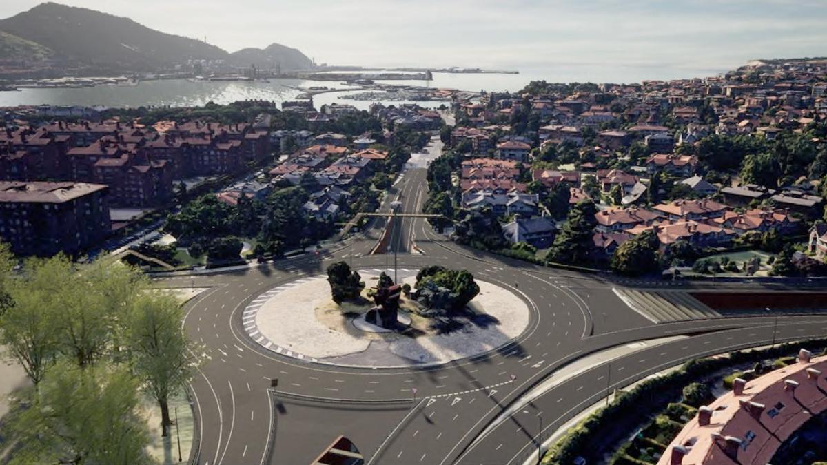 Infografía de como quedará la conexión del subfluvial de Lamiako con la rotonda de Artaza D. F. B.