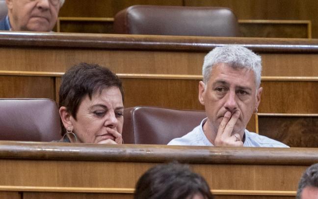 Los diputados de EH Bildu Mertxe Aizpurua y Oskar Matute, en el Congreso