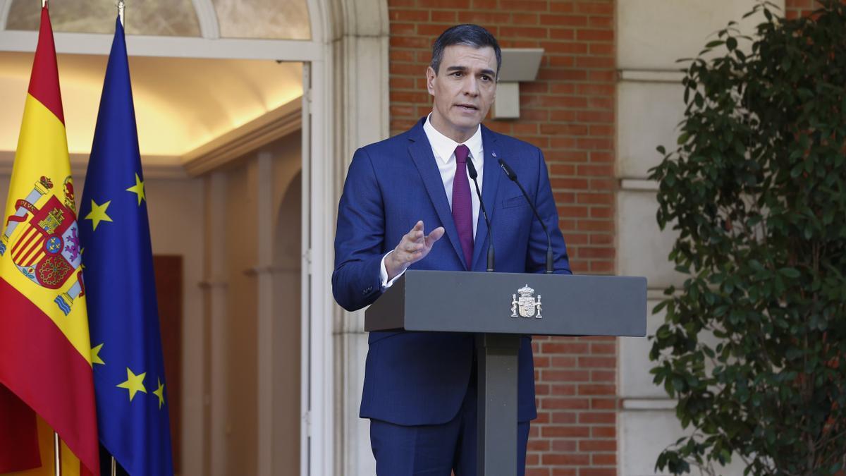 Pedro Sánchez, durante su comparecencia