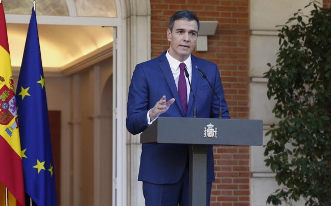 Pedro Sánchez, durante su comparecencia