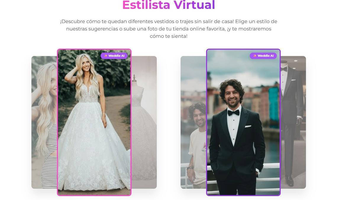 La App Weddie cuenta con un estilista virtual.