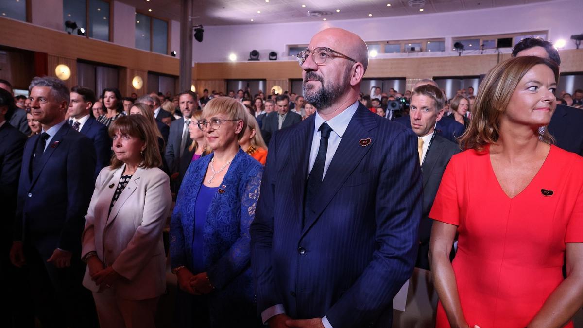 El presidente del Consejo Europeo, Charles michel, en el Foro Estratégico de Bled (Eslovenia).