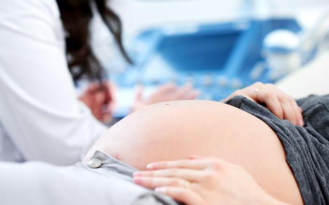 Una mujer embarazada en una consulta.