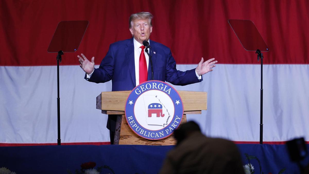 El expresidente estadounidense Donald Trump durante su mitin en el estado de Georgia.