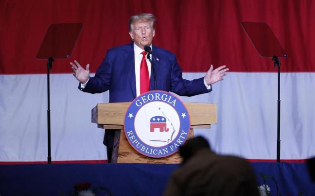 El expresidente estadounidense Donald Trump durante su mitin en el estado de Georgia.