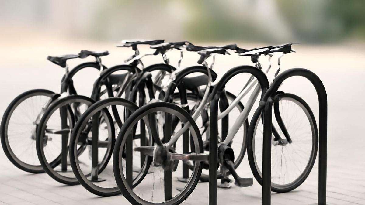 Vista de un punto para el aparcamiento de bicicletas semejante a los que se van a instalar en Deba.