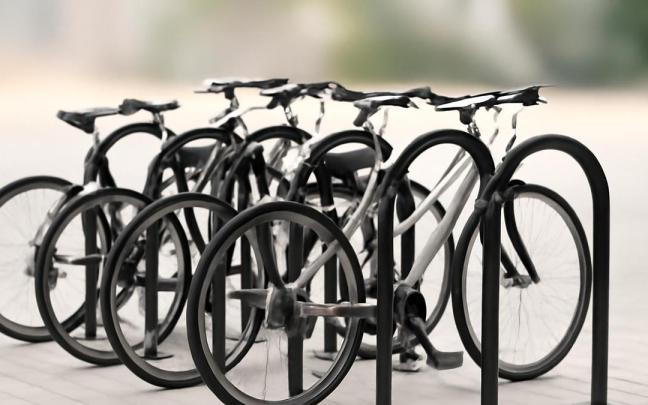 Vista de un punto para el aparcamiento de bicicletas semejante a los que se van a instalar en Deba.