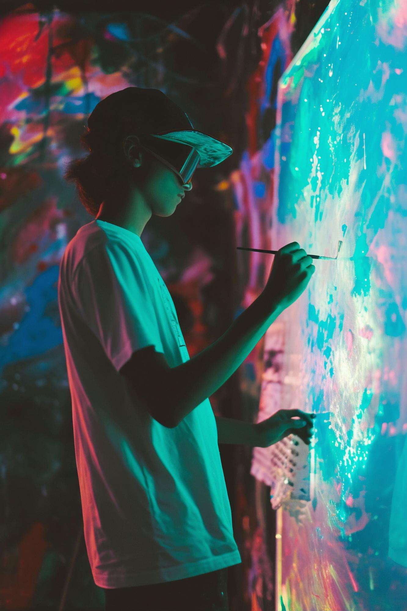 Una persona pintando con un pincel