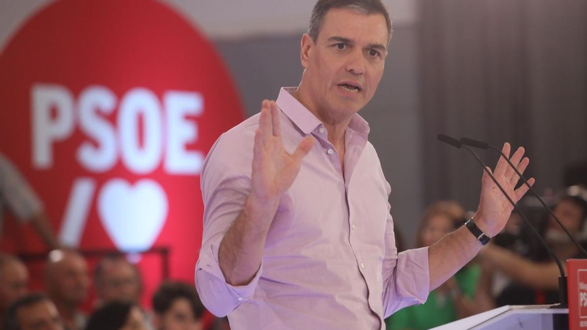 El secretario general del PSOE y presidente del Gobierno español, Pedro Sánchez, en un acto en Málaga