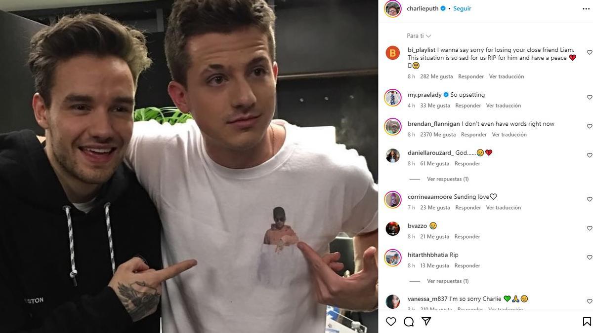 "Estoy conmocionado ahora mismo. Liam siempre fue muy amable conmigo. Fue uno de los primeros artistas importantes con los que trabajé. No puedo creer que se haya ido", Charlie Puth en Instagram.