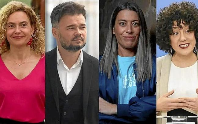 Meritxell Batet (PSC), Gabriel Rufián (ERC), Míriam Nogueras (Junts) y Aina Vidal (Sumar) disputan un partido con un enemigo común: PP y Vox. | FOTOS: EUROPA PRESS Meritxell Batet (PSC), Gabriel Rufián (ERC), Míriam Nogueras (Junts) y Aina Vidal (Sumar) disputan un partido con un enemigo común: PP y Vox. | FOTOS: EUROPA PRESS