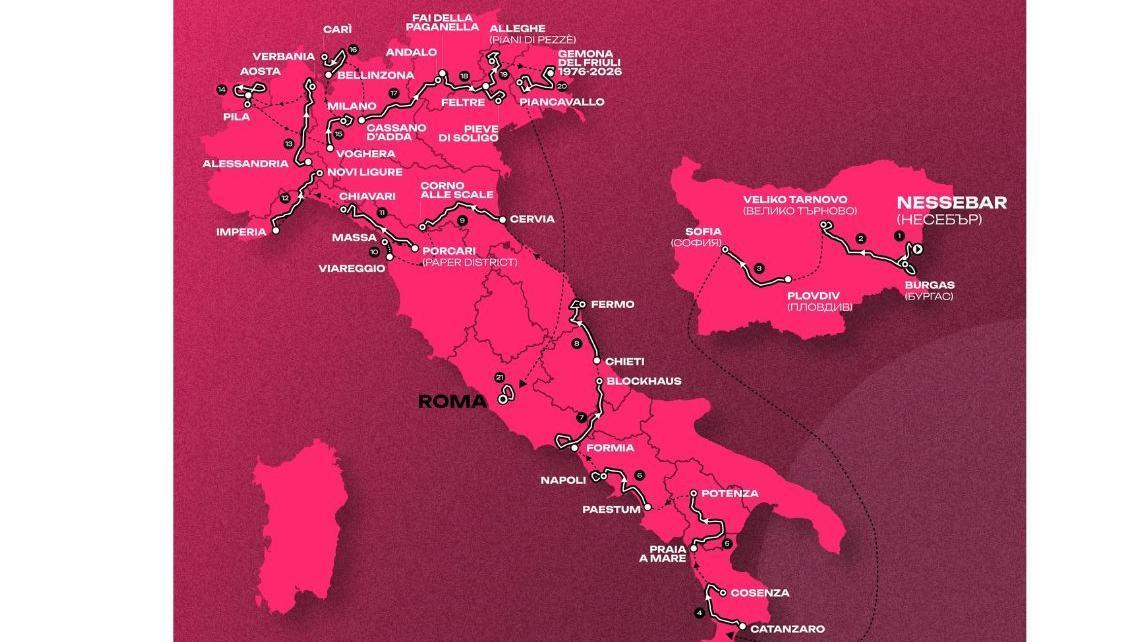 Imagen del recorrido del Giro de Italia 2026