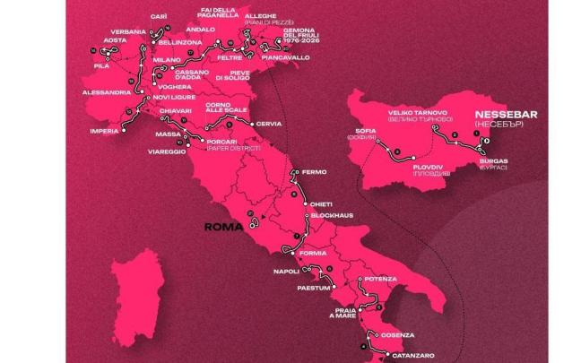 Imagen del recorrido del Giro de Italia 2026