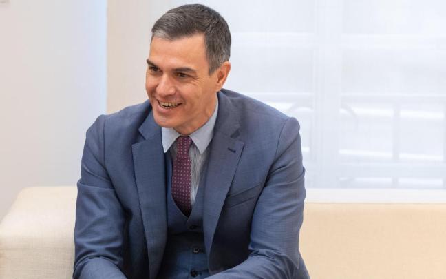 EL presidente español Pedro Sánchez este lunes en Moncloa.