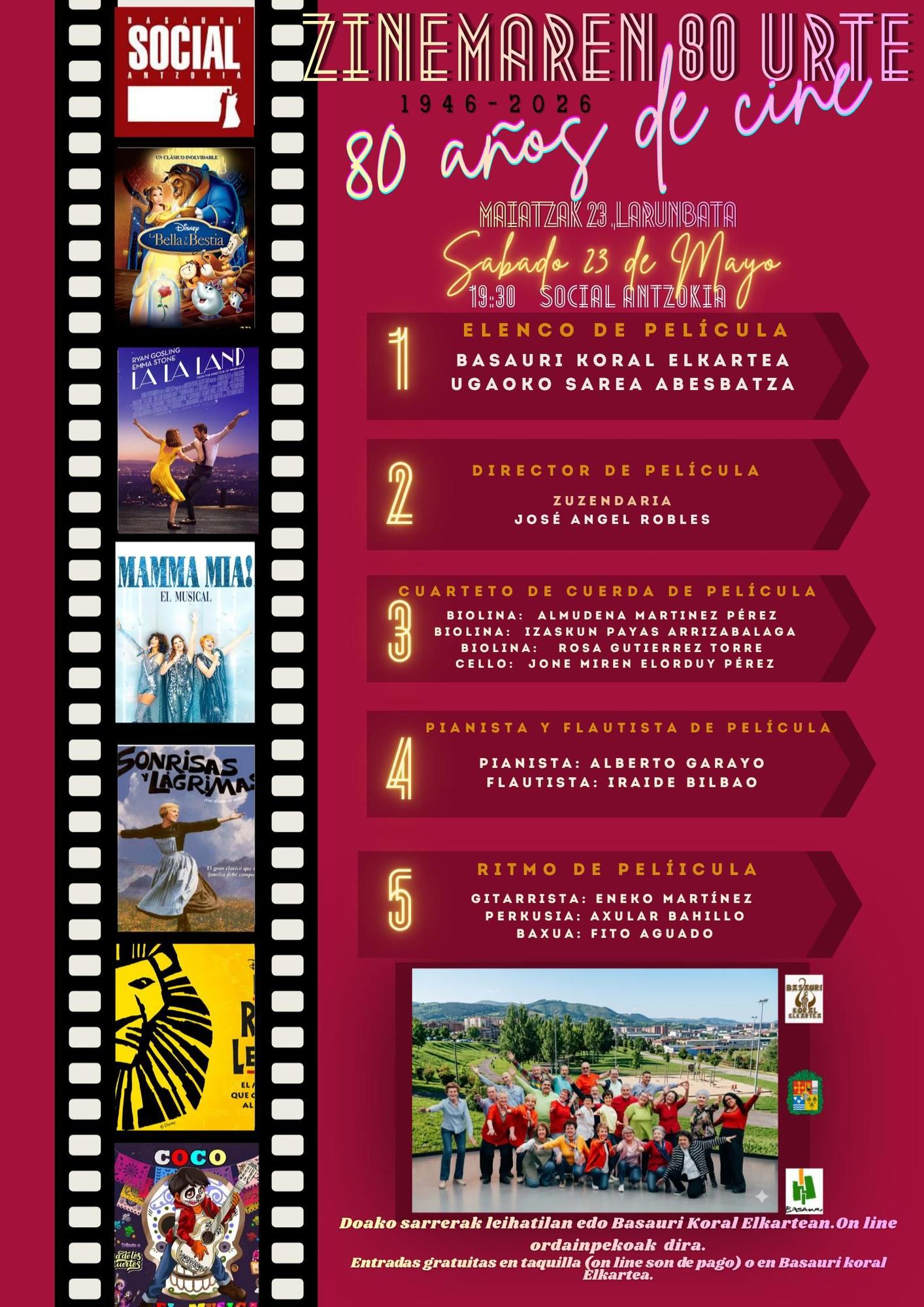 Cartel anunciador del espectáculo final '80 años de cine'