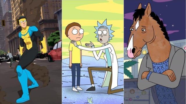 Fotogramas de 'Invencible', 'Rick y Morty' y 'BoJack Horseman'.