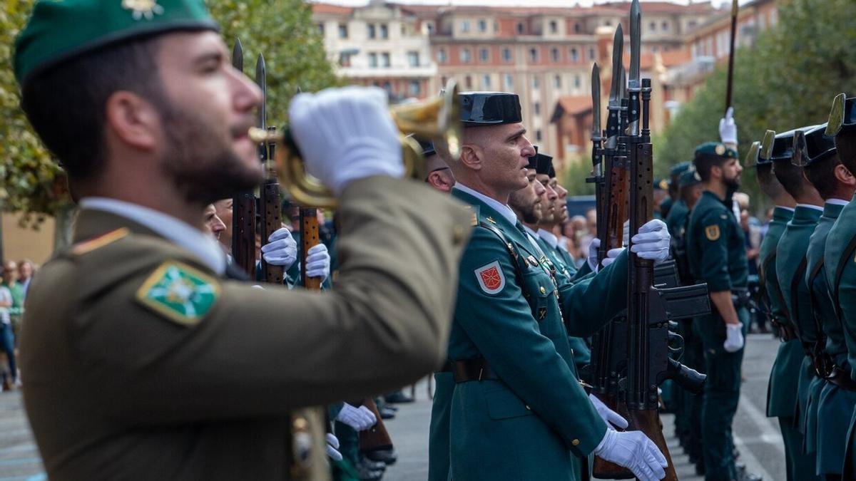 Celebración en Pamplona de la festividad de la Virgen de Pilar, patrona de la Guardia Civil