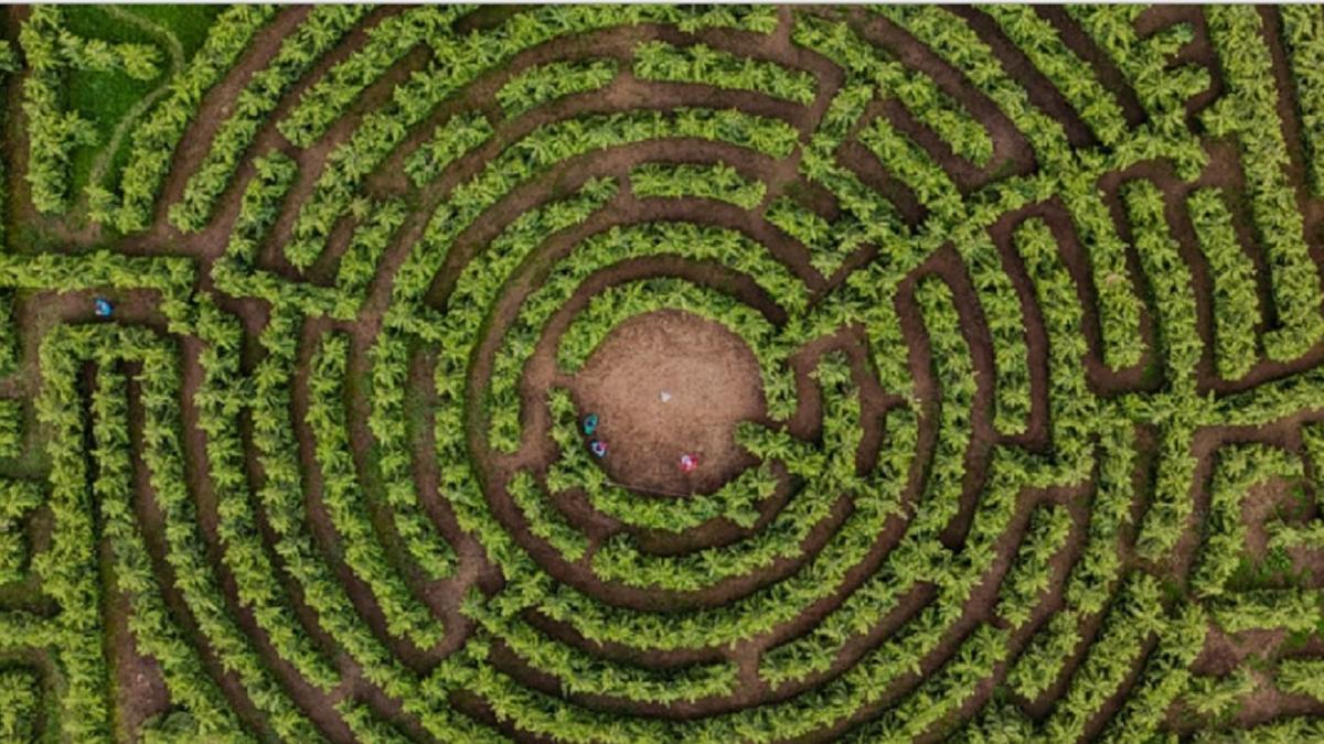 Vista aérea del Laberinto de los Pirineos en Piedrafita de Jaca (Huesca)