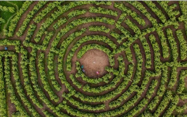 Vista aérea del Laberinto de los Pirineos en Piedrafita de Jaca (Huesca)