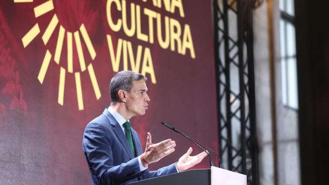El presidente del Gobierno español, Pedro Sánchez, durante la presentación del Plan Nacional de Acción Cultural en el Exterior.