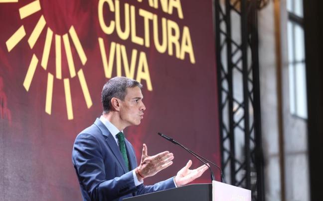 El presidente del Gobierno español, Pedro Sánchez, durante la presentación del Plan Nacional de Acción Cultural en el Exterior.