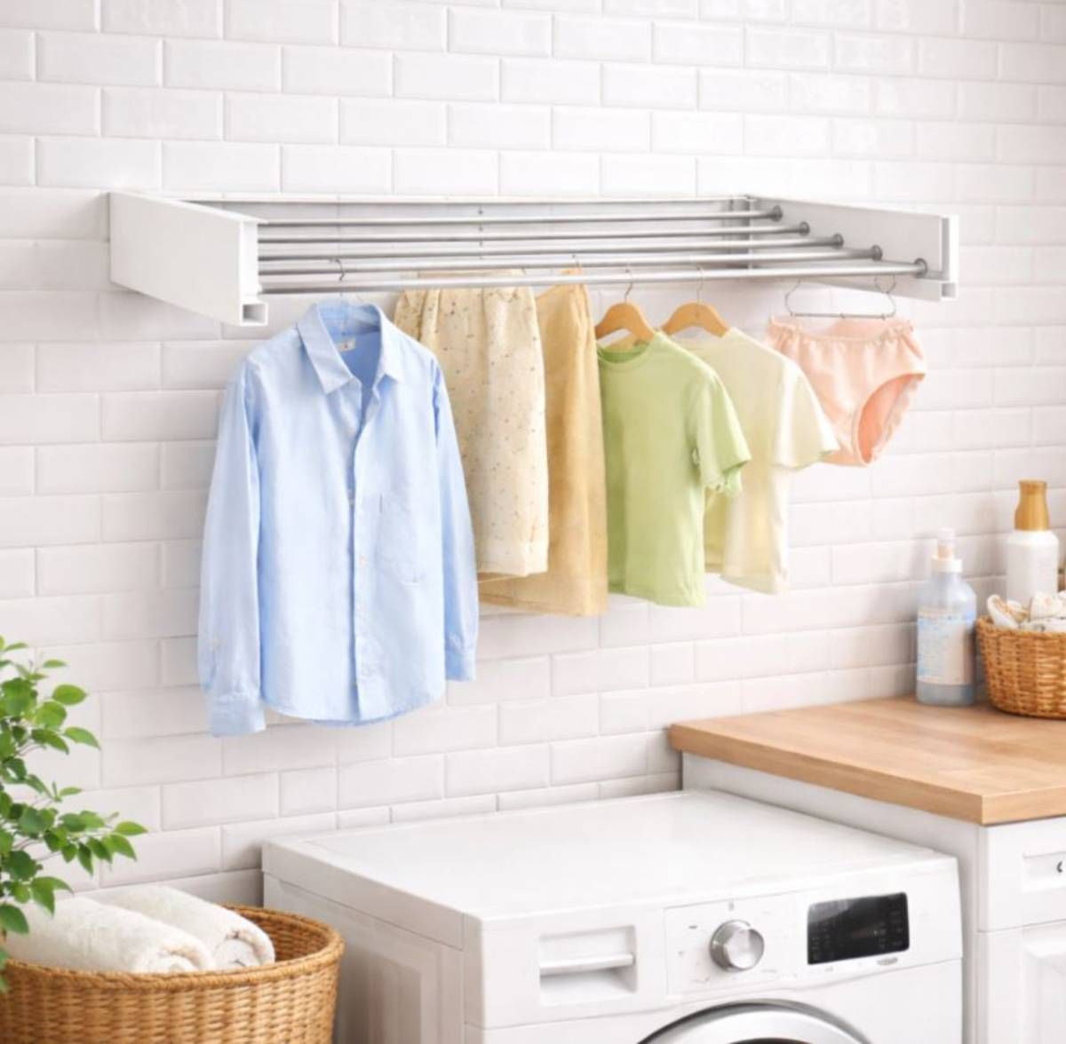 Tendedero plegable de pared.