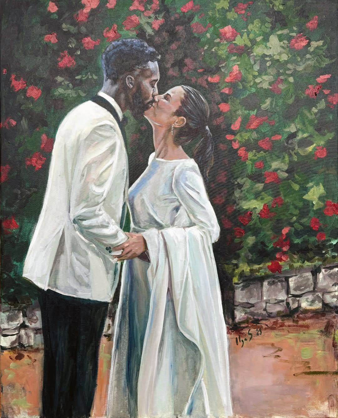 El cuadro de Olga Sanarte por la boda de Iñaki Williams y Patricia Morales